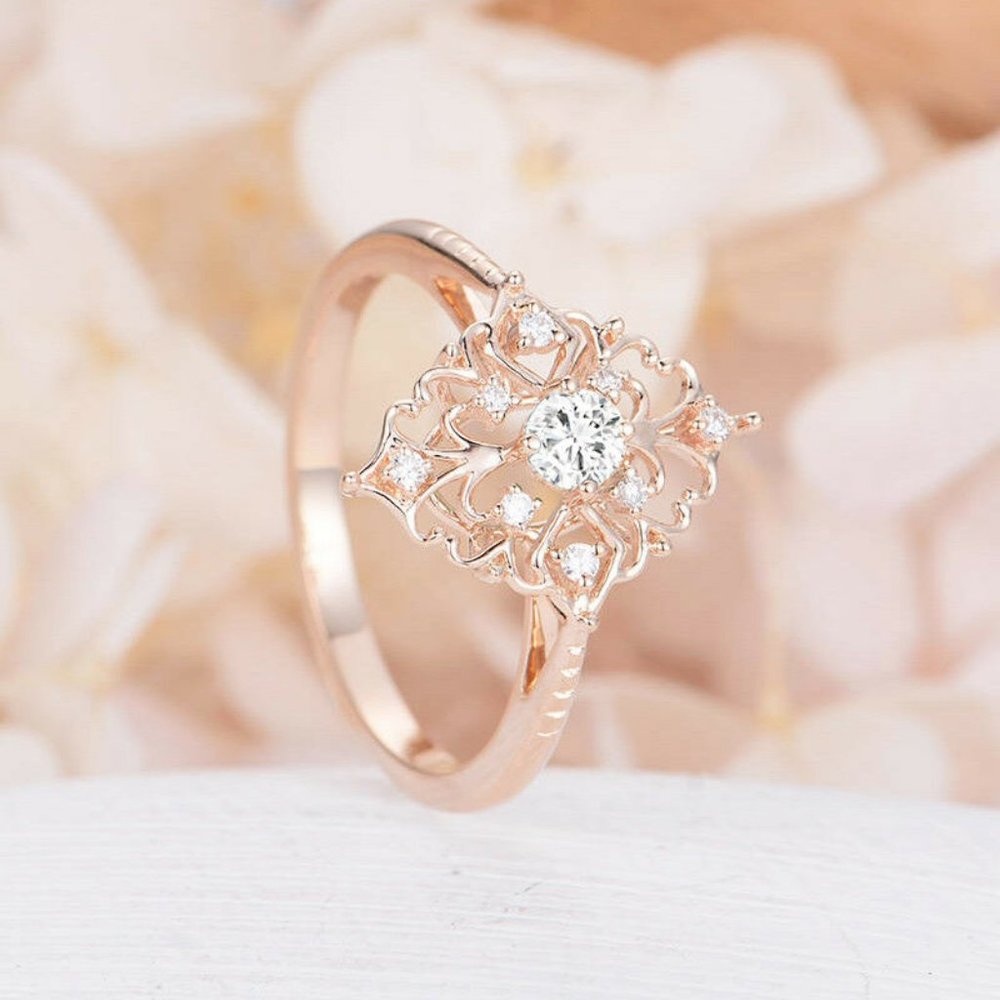 New Rose Gold Women's Wedding Sapphire Ring - Picture 5 of 8